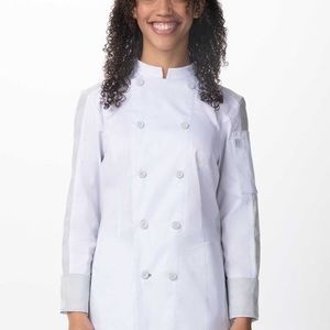 New Chef Works classic double breasted white chef coat top for women white Sz  L